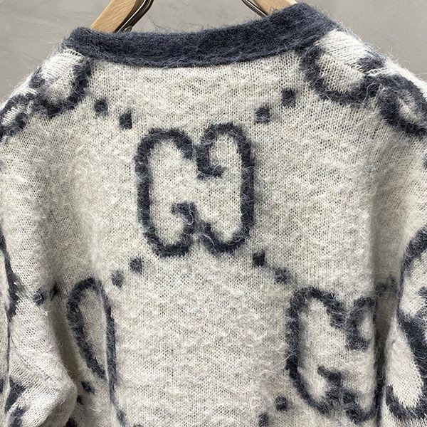 グッチ リバーシブル GG モヘアブレンドカーディガン 偽物 グレー 635160